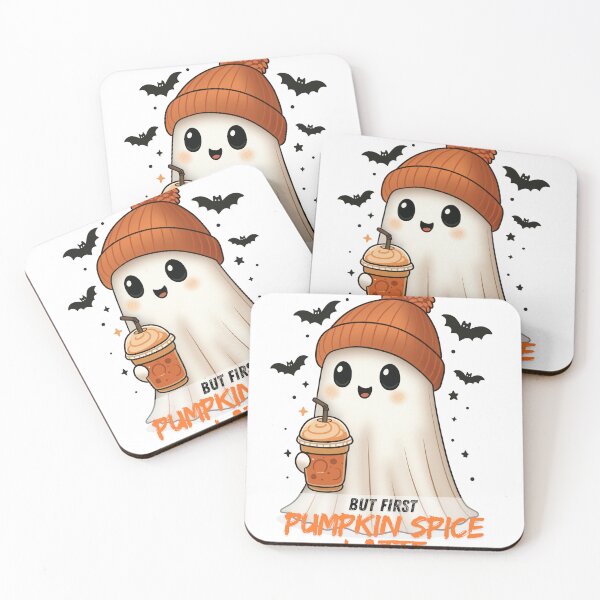 Item preview, Cozy Ghost with Pumpkin Spice Latte – Cute Halloween Fall Design designed and sold by Asidesign.