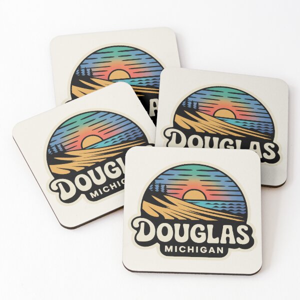 Item preview, Douglas Michigan Retro Sunset Beach Emblem designed and sold by TheOldMittenIllustrated.