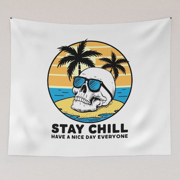 Item preview, Stay Chill Desert Island Skull designed and sold by Traveldrawings.