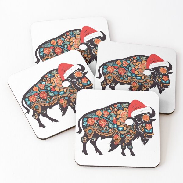 Item preview, Winter Folk Bison Sticker | Polish Wycinanki Buffalo with Santa Hat designed and sold by AmberWit.