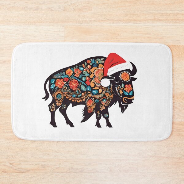 Item preview, Winter Folk Bison Sticker | Polish Wycinanki Buffalo with Santa Hat designed and sold by AmberWit.