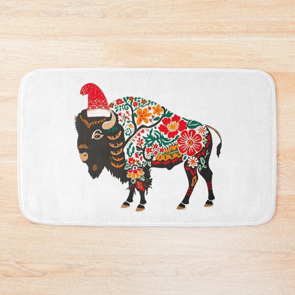 Item preview, Colorful Folk Bison Sticker | Polish Wycinanki Christmas Buffalo with Santa Hat designed and sold by AmberWit.