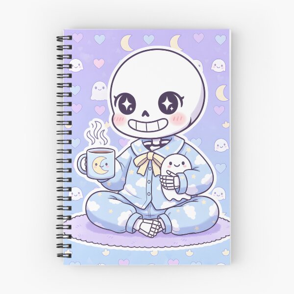 Item preview, Kawaii Skeleton in Pajamas with Ghost Plush and Coffee – Cute Cozy Pastel Spooky Art designed and sold by Kawaii Nest.