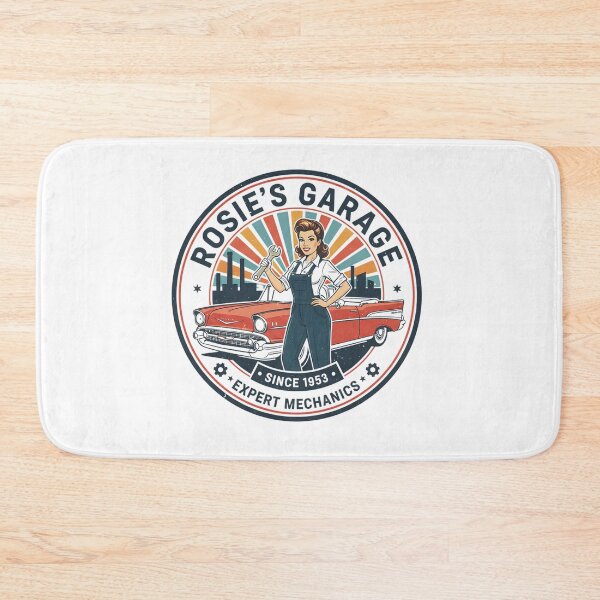 Item preview, Rosie's Garage - Expert Mechanics Since 1953 - Vintage Pin-Up Car Art designed and sold by RedDelaney.