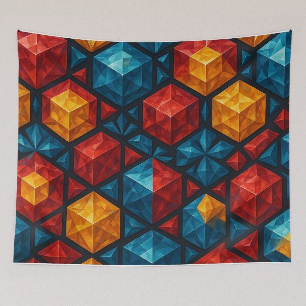 Item preview, Geometric Colorful Crystal Cube Pattern designed and sold by SassyArtistry.