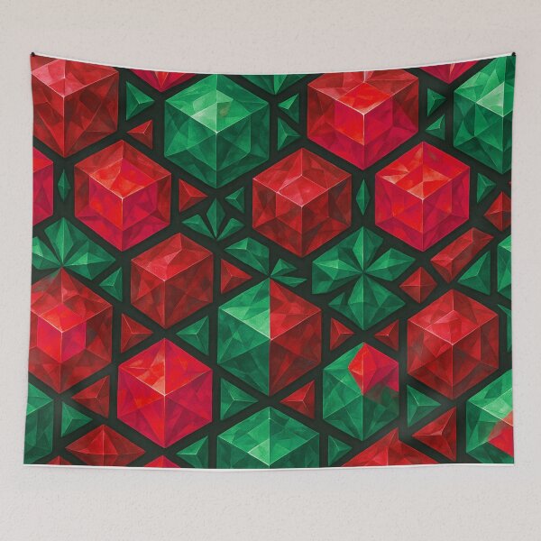 Item preview, Ruby Emerald Crystal Cube Pattern designed and sold by SassyArtistry.
