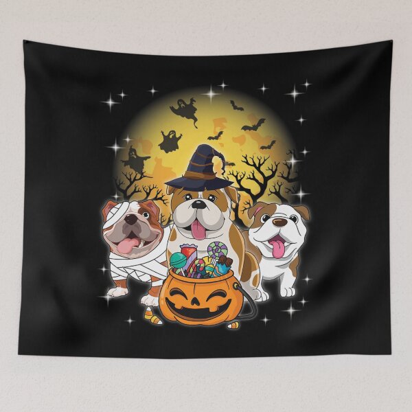 Item preview, English Bulldog Mummy Witch Dog Moon Ghosts Halloween Day 		 designed and sold by marataomaetop.