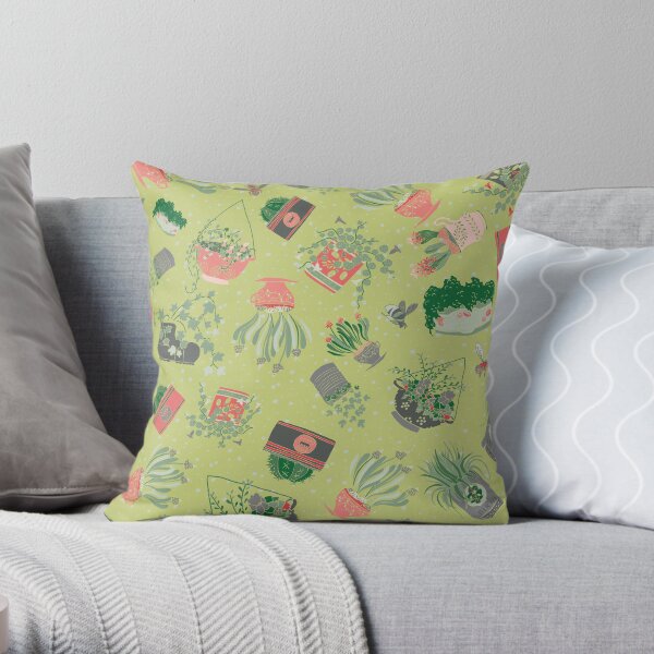 Upcycled Garden Scatter Green Throw Pillow