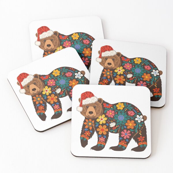 Item preview, Christmas Folk Bear Sticker | Polish Wycinanki Animal Art with Santa Hat designed and sold by AmberWit.