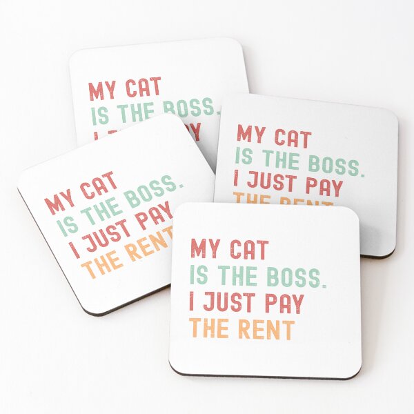 Item preview, My Cat Is the Boss. I Just Pay the Rent – Funny Cat Lover Quote designed and sold by Shopk9.