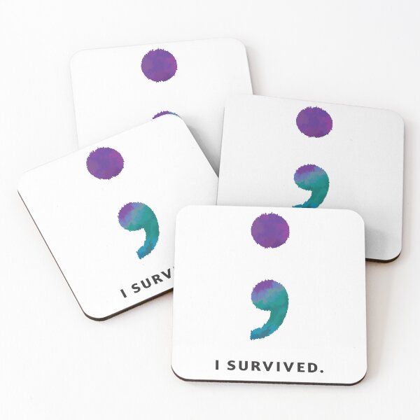 Item preview, Black Text Semicolon: I Survived Statement designed and sold by Ink & Resolve.