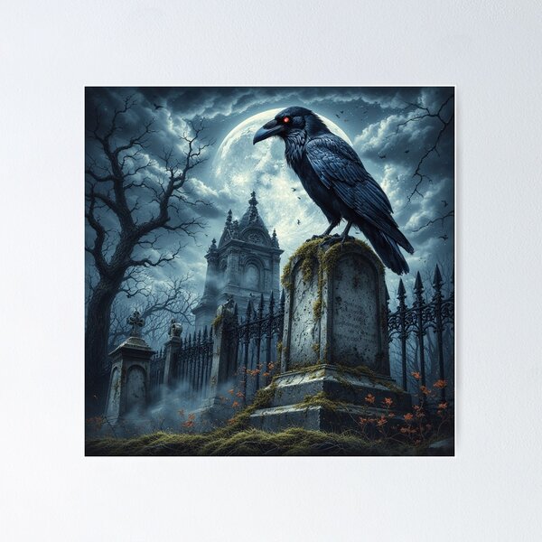 Item preview, Raven's Midnight Vigil: Gothic Cemetery Art designed and sold by David R Sawin The Architects Of Eden.