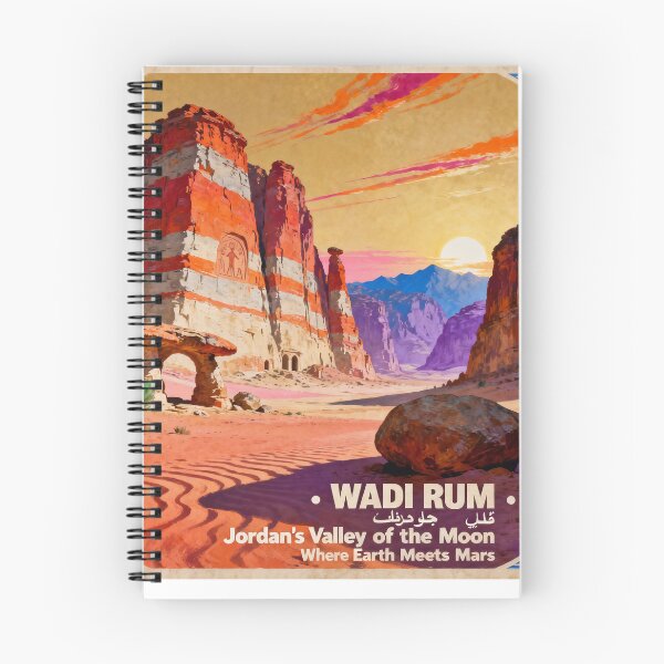 Item preview, AI Image Wadi Rum Jordan Desert Vintage Travel Poster Mars Art designed and sold by TrendSh0p.