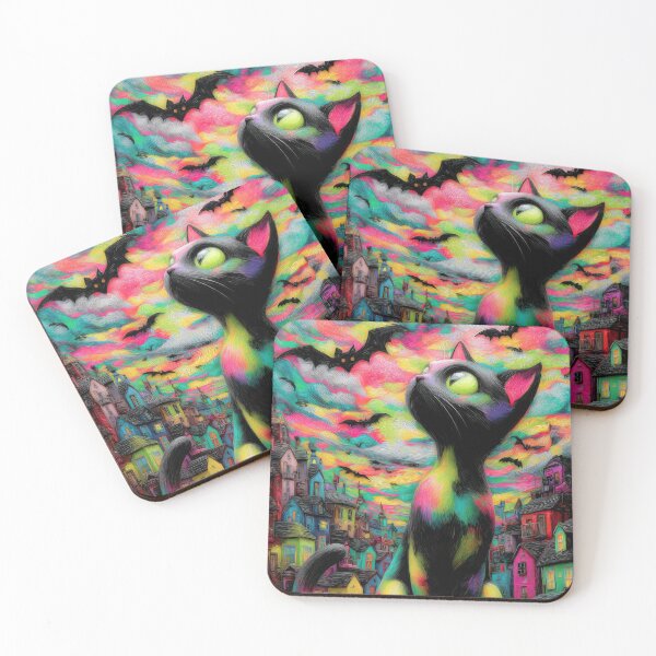Item preview, Colorful Cat on a Hill designed and sold by Andy Gambino Art.