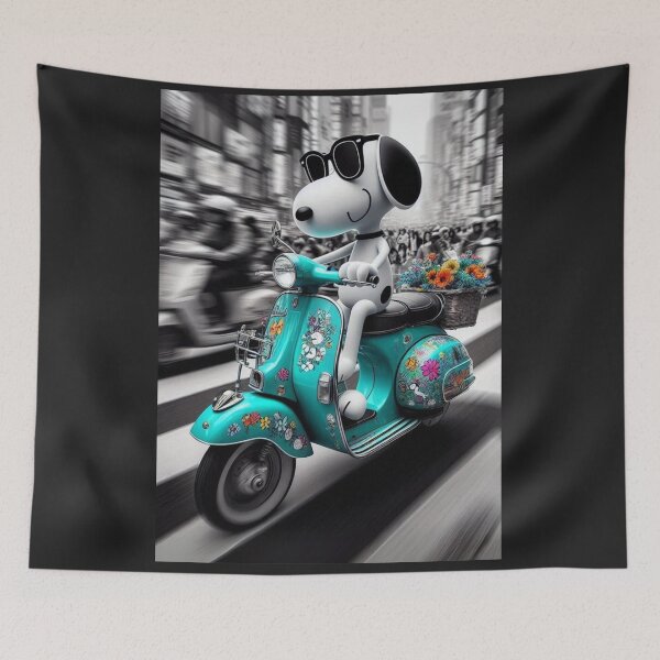 Item preview, "Snoopin’ Around Town: Pup, Wheels & Petals!" designed and sold by Print Fiction.