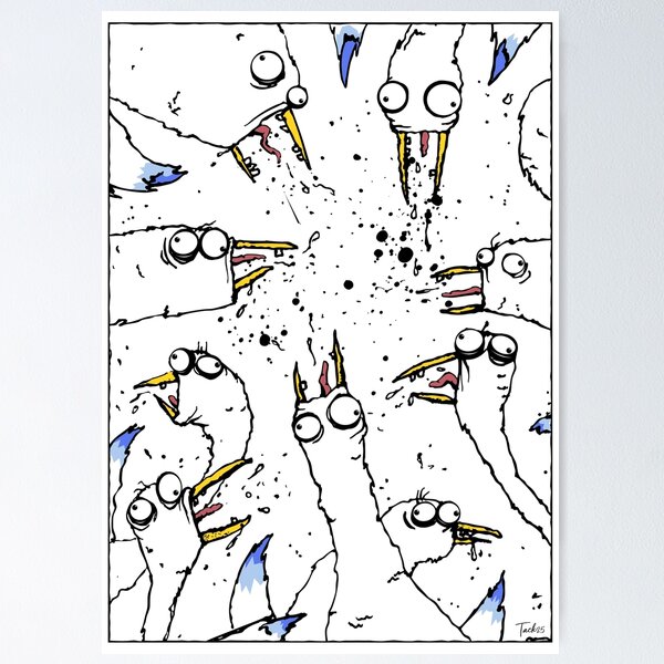 Item preview, Seagulls of Deauville – Humorous Illustration | Funny Bird Picture | Maritime Art designed and sold by TackartStudio.