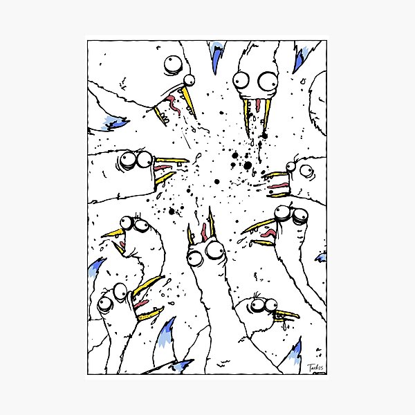 Item preview, Seagulls of Deauville – Humorous Illustration | Funny Bird Picture | Maritime Art designed and sold by TackartStudio.