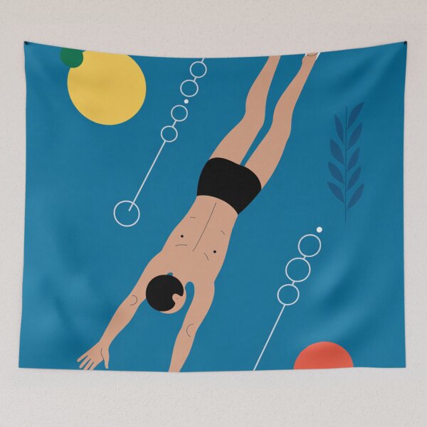 Item preview, The Diver Abstract Blue Background designed and sold by whitecat23.