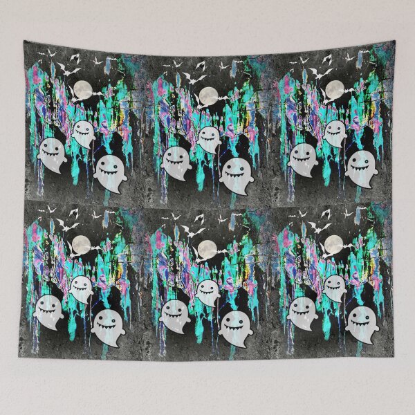 Item preview, Ghosts and bats on the move in the full moon night designed and sold by AnnabellaRh.