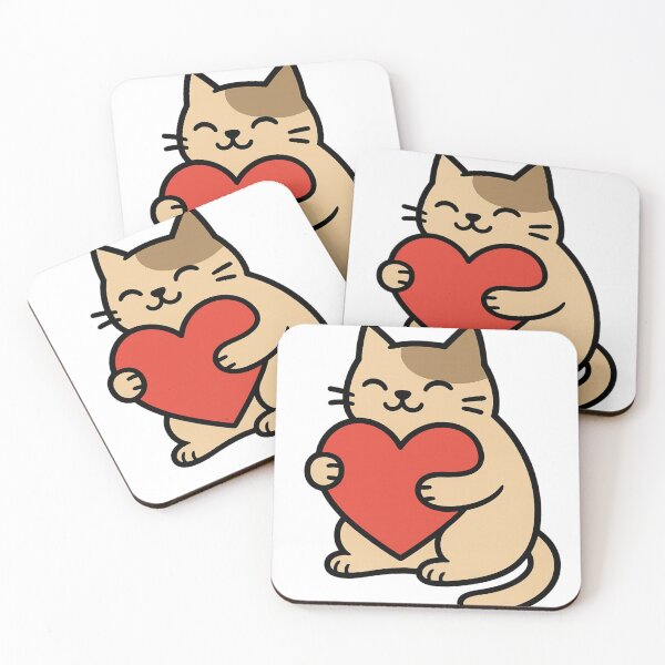 Item preview, Cute Cat Holding Red Heart – Kawaii Love Design designed and sold by  ADBIB Design.
