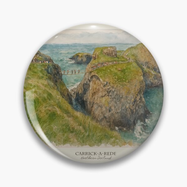 Item preview, watercolor with a view Carrick-a-Rede, Northern Ireland, designed and sold by miro-bob-design.