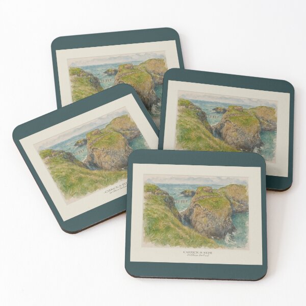 Item preview, watercolor with a view Carrick-a-Rede, Northern Ireland, designed and sold by miro-bob-design.