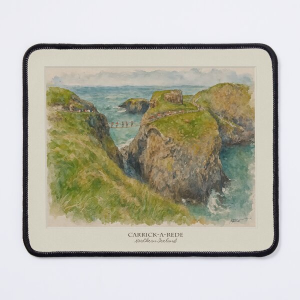 Item preview, watercolor with a view Carrick-a-Rede, Northern Ireland, designed and sold by miro-bob-design.