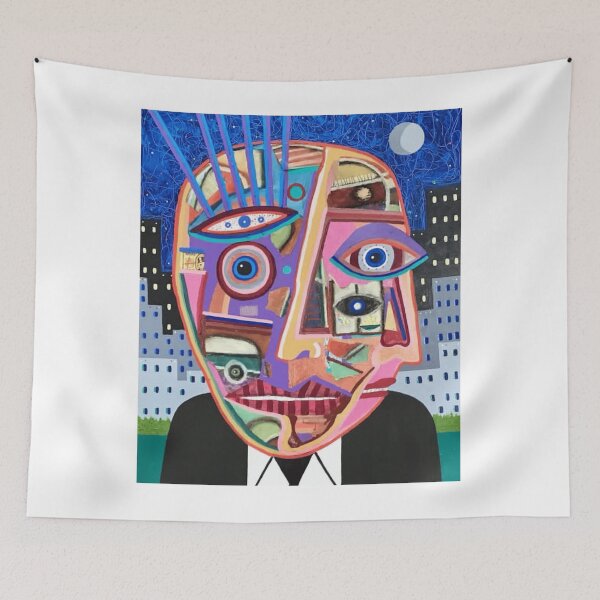 Item preview, Fragmented Face Under Moonlit City Sky designed and sold by Ellinasmouk.