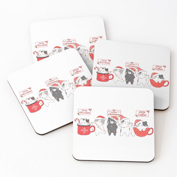 Item preview, “Love Chocolate, Love Christmas, Love Coffee Cat Mug — Christmas Cats in Cups & Lights designed and sold by clickandmagic.