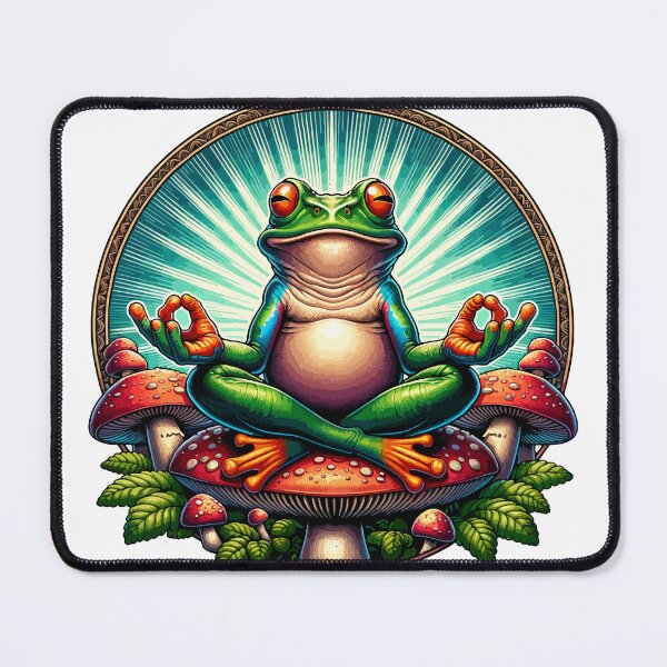 Item preview, Zen Frog on Mushroom Yoga Design – Cute Meditating Frog Nature Artwork designed and sold by Graphic Botique.