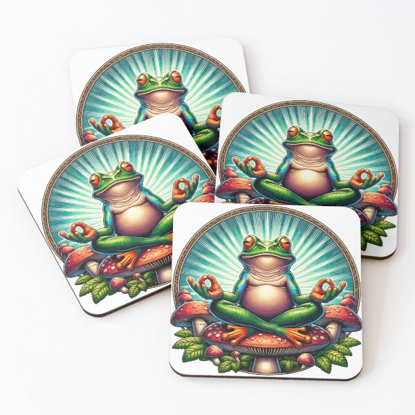 Item preview, Zen Frog on Mushroom Yoga Design – Cute Meditating Frog Nature Artwork designed and sold by Graphic Botique.