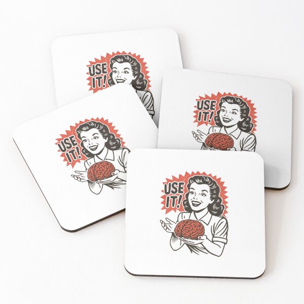 Item preview, Use Your Brain! Vintage Woman Holding Brain — Funny Smart Person Gift designed and sold by Colorful-Garden.