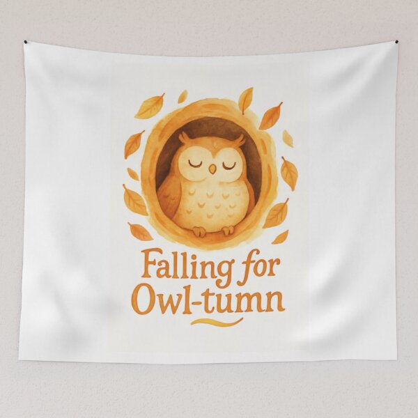 Item preview, Falling for Owl-tumn – Cute Watercolor Autumn Owl Design designed and sold by RonBear-Designs.