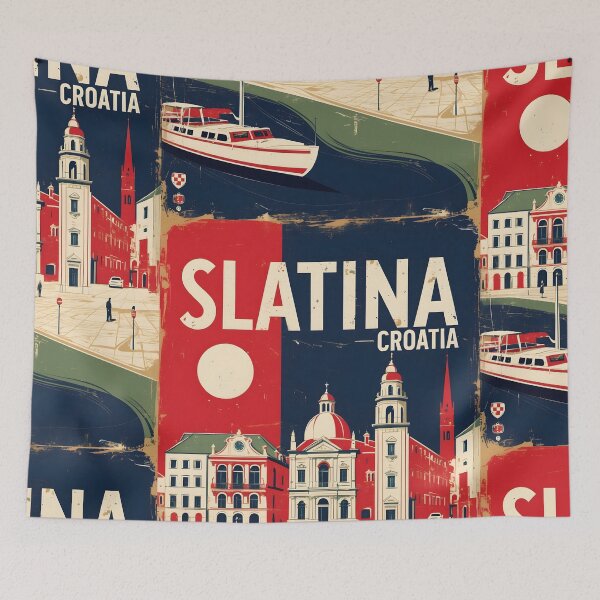 Item preview, Slatina Croatia 1950s Vintage Travel Tourism designed and sold by TravelersGems.