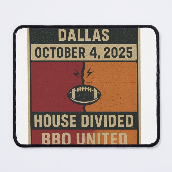 Item preview, House Divided, BBQ United – Dallas 2025 Retro Scoreboard Rivalry Tee designed and sold by VandalMuse.