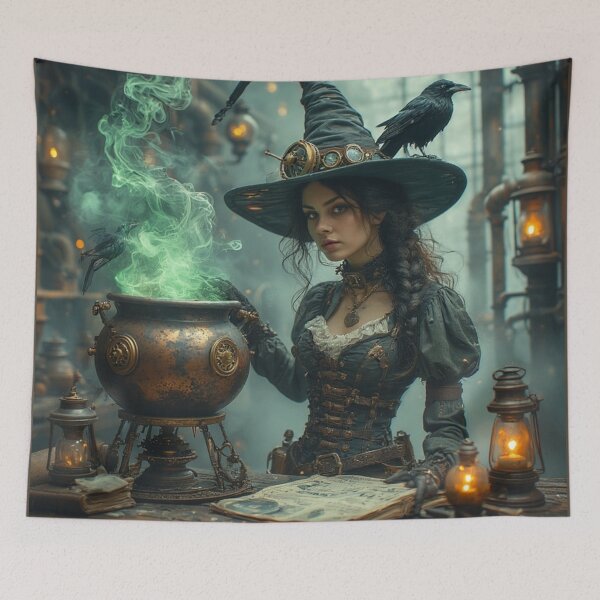 Item preview, Steampunk Witch's Alchemical Forge: Victorian Halloween Art designed and sold by Eden Underground Radio (Official Merch).