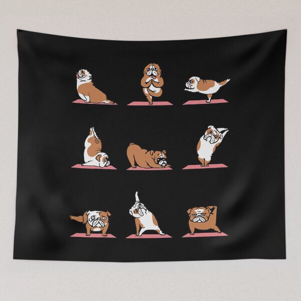 Item preview, Posturas de yoga y meditación para cachorros de bulldog inglés designed and sold by marataomaetop.