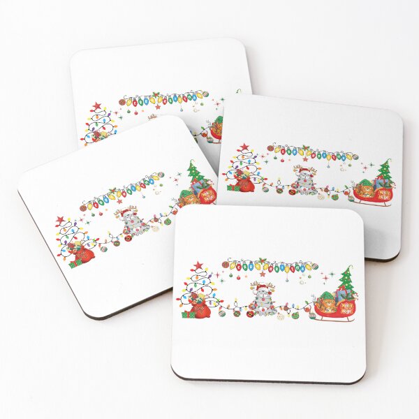 Item preview, Two cats, one tangled light show, one tiny Grinch on a sled—holiday chaos with a cause. designed and sold by clickandmagic.