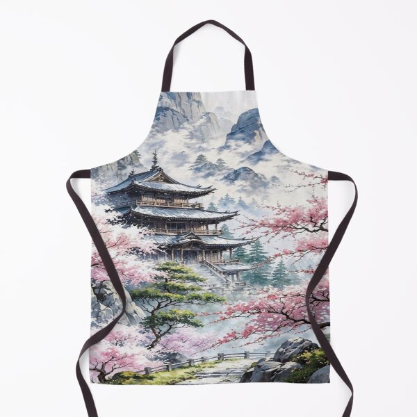 Item preview, Peaceful Pagoda Landscape Scene Artwork designed and sold by NivyasArtistry.