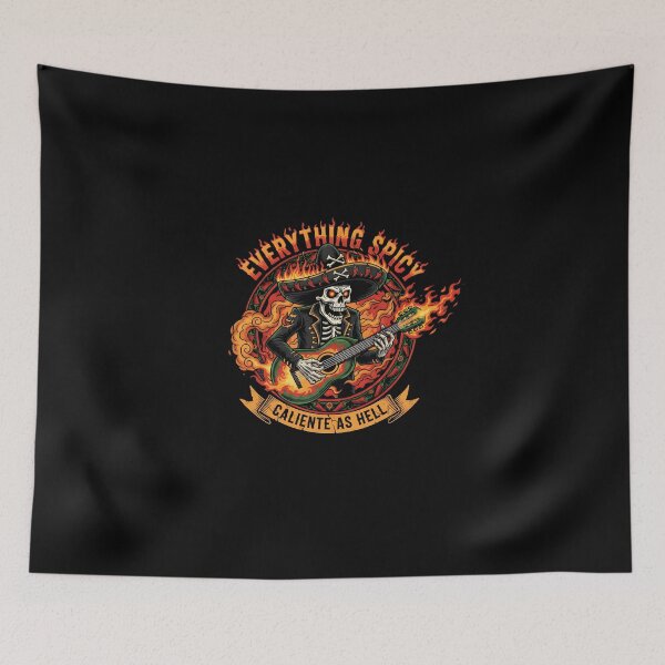 Item preview, Caliente As Hell - Everything Spicy Skeleton Mariachi Fire Graphic designed and sold by DMNindustries.