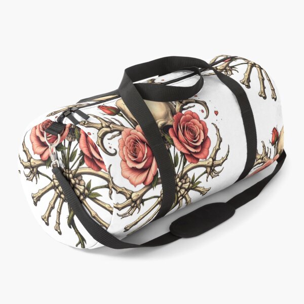 Item preview, Vintage composition of a skull surrounded by pink and roses with intertwining branches displaying life and death themes designed and sold by SpaceartLilu.