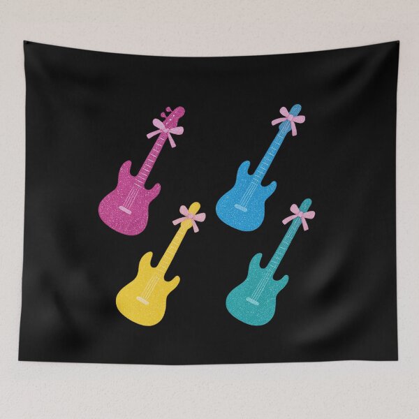 Item preview, Glitter Guitar with Bow Cute Colorful Music Lover For Girls designed and sold by BornBorn.