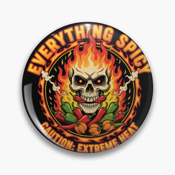 Item preview, Caution: Extreme Heat - Everything Spicy Skull & Chili Graphic designed and sold by DMNindustries.