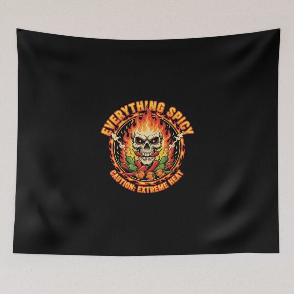 Item preview, Caution: Extreme Heat - Everything Spicy Skull & Chili Graphic designed and sold by DMNindustries.