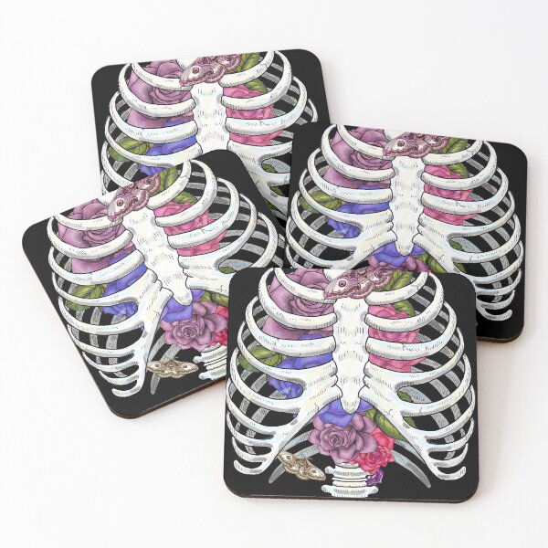 Item preview, Floral skeleton with moody roses and moths designed and sold by beesocks.