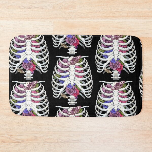 Item preview, Floral skeleton with moody roses and moths designed and sold by beesocks.