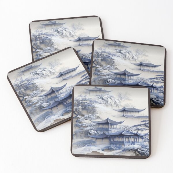Item preview, Beautiful Pagoda in Snowy Landscape Artwork  designed and sold by NivyasArtistry.