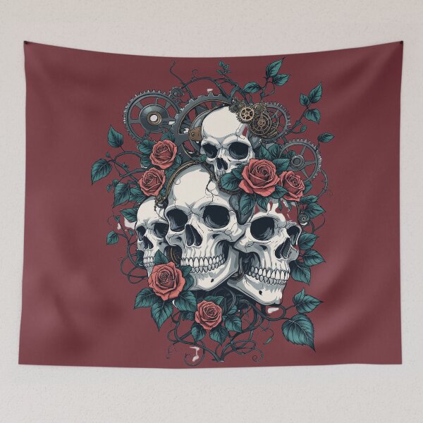 Item preview, Steampunk Skulls Roses Gears Mechanical Art designed and sold by Prachodayat Artworks.