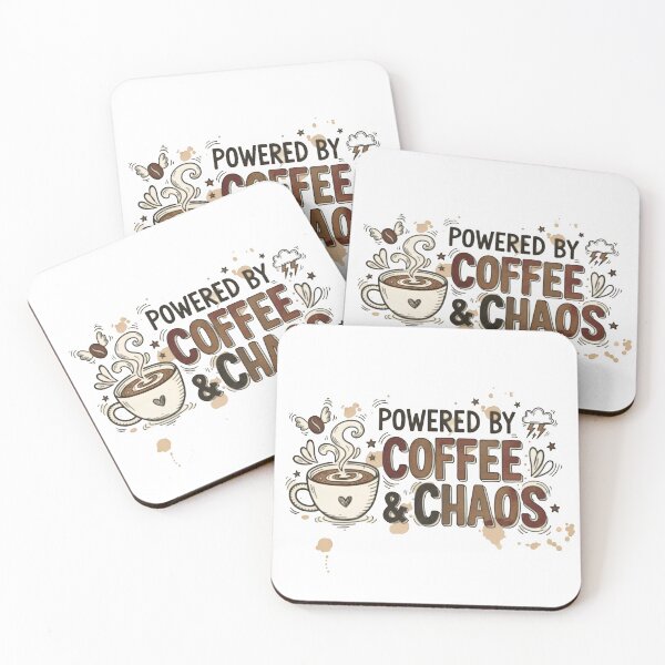 Item preview, Powered by coffee and chaos designed and sold by Gimhana64shop.
