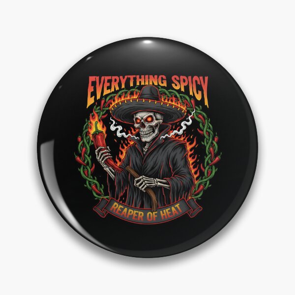 Item preview, Reaper of Heat - Everything Spicy Sombrero Skull Calavera Graphic designed and sold by DMNindustries.